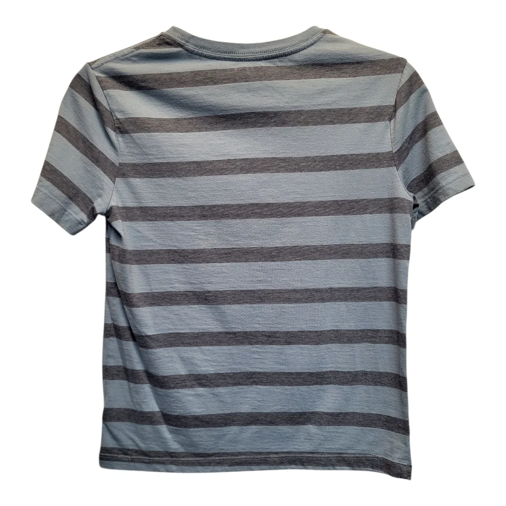 Old Navy Kids Gray and Blue Striped Short Sleeve Tee - Size L (10-12)